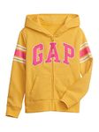 GAP Girls' Logo Full Zip Hoodie, Pale Gold, Large