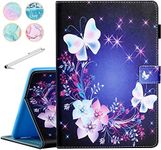 Fancity Case Fits All-New Amazon Kindle Fire HD 10 & 10 Plus (13th/11th Generation, 2023/2021 Release), PU Leather Stand Cover with Smart Auto Wake/Sleep & Pen Holder Card Slot, Purple Butterfly