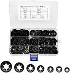 340 Pcs Starlock Washers, Internal Tooth Washers Quick Speed Locking Washers Push On Speed Clips Fasteners Assortment Kit 7 SizeM3 M4 M5 M6 M8 M10 M12Tooth Washers Push On Speed Clips Assortment Tool