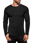 Ekouaer Men's Thermal Underwear Warm Long Sleeve Soft Base Thermal Shirt Black XXL