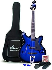 Hovner Carlton Special Quality Rosewood Fretboard Blue Semi Acoustic Guitar With Bag,Strap,1 Set of Extra Strings and 2 Picks By K-Retail (Blue)