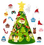 Xndryan 3D Felt Christmas Tree for Toddles, DIY Christmas Tree Felt Xmas Tree with 28pcs Ornaments and 50 LED String Lights, Great Christmas Decorations, Xmas Gifts for Kids