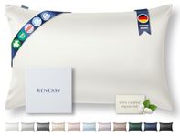 RENESSY Premium Silk Pillowcase 100% Organic Mulberry Silk, 22 Momme, Grade 6A - Oeko-Tex Certified in Germany - Luxury for Hair & Skin, 1 Piece (Standard Size 20x26 Inches, Natural Silk Off-White)