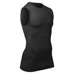 CHAMPRO Sleeveless Compression Shirt - Polyester/Spandex, Youth Large, Black