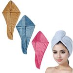 Cotton Bolls Textiles Microfiber Hair Towel Wrap, Pack of 3, Drying Hair, Anti-Frizz, for Everyday Usage (Color 1)