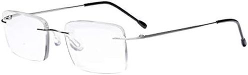 Eyekepper Frameless Reading Glasses for Men Reading - Rectangle Rimless Reader Eyeglasses Silver +1.50