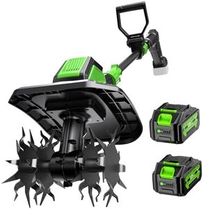 20V Battery Powered Tiller with 2 x 4.0Ah Batteries & Charger, 9-Inch Wide & 6.6-Inch Deep Cordless Garden Cultivator, 360RPM Steel Tines Electric Tiller for Soil Cultivation, Lawn and Gardening