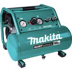 Makita 1.5 HP Quiet Series Oil-Free Air Compressor with Dual Cylinder Pump, Low-Noise Operation, 2 Quick-Connect Outlets & Roll Cage Design