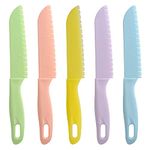 ONUPGO 5 Pieces Kids Kitchen Knife Set, Toddler’ Plastic Kitchen Knife Set - Kids Safe Cooking Knives, Chef Nylon Knife/Children's Fruit Knife, Cake Knife Bread Knife, Lettuce Knife or Salad Knife