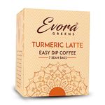 EVORA GREENS Turmeric Latte Easy Dip (Hot Brew) Coffee Bags | AA Grade Arabica Beans | Ready to Use | Instant Coffee Dip Bag | Have it as Black Coffee or With Milk | - Serve Delicious 7 Cups