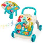 Baby Walker 3in1 Kids Sit-to-Stand Learning Walker Activity Center with Weight Gain Design Entertainment Table Sounds Music Multifunctional Educational Push Toy for Boys Girls