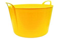 Srendi® 75L Liter Yellow Heavy Duty Large Flexi Tub Garden Home Flexible Plastic Storage Container Bucket Flex Tub- MADE IN UK