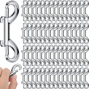 Therwen 60 Pcs Double Ended Snap Hooks, 3.5 Inch Heavy Duty Bolt Snap for Dog Leash Zinc Alloy Trigger Clips Metal Keychain Hook Key Holder for Pet Hammock
