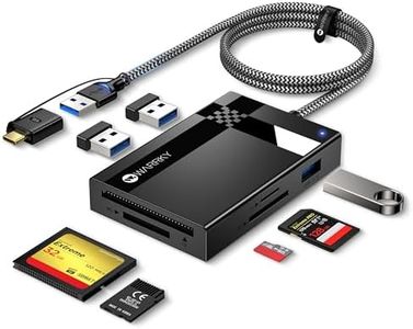 SD Card Reader 7 in 1, WARRKY [Dual Connector USB3.0/USB C, 2.5FT Nylon Cable] Memory Camera Card Adapter Hub for Micro SD/CF/MS/UHS-I, Fit for iPhone 17, Camera, MacBook Pro/Air, Mac, iPad, Android
