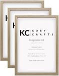 Koby Crafts Pack of 3 Wood Effect Picture Frames for A4 Images 21x29.7cm | 3 Pack Wooden A4 Photo Frames | Tabletop or Wall Mount, Free Stand or Hang Portrait/Landscape | A4 Posters Certificates