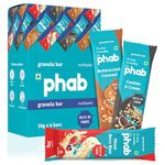 Phab Assorted Granola Snack Bars (Cookies & Cream, Berry, Butterscotch) | Healthy Cereal & Breakfast bar | High Fiber, Gut-Friendly| No Trans Fat, No Preservatives | Source of protein (Pack of 6x 30g)