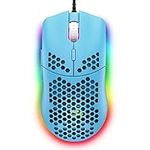 ZIYOULANG Wired Gaming Mouse, 69G Honeycomb Shell Lightweight Mouse with 6400 DPI, 6 Button Programmable USB Gaming Mice, for PC Gamers and Xbox and PS4 Users-Blu