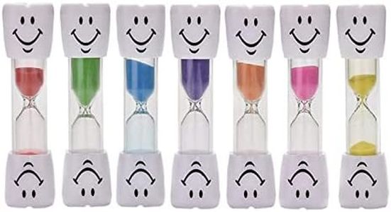 Transun Moo 7 Pack 2 Minutes Hourglass Brushing Teeth Timers Colorful Sand Timer for Kids Promote Dental Hygiene