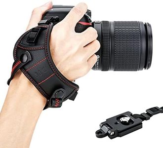 JJC DSLR Camera Wrist Hand Strap Grip w/ Arca Swiss Type Quick Release Plate for Canon 7D 7DM2 6DM2 5DM4 5DM3 5Ds R 80D 77D 70D 60D T7i T6s T6i Nikon Z f D850 D810 D750 D610 D7500 D5600 D5500 D3500 - Red