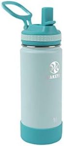 Takeya Actives Kids 16 oz Vacuum Insulated Stainless Steel Water Bottle with Straw Lid, Surfer/Lagoon