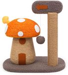 UHAPEER Mushroom Cat Scratcher Post, 2-in-1 Mushroom Claw Scratcher with Hanging Ball & Toys for Kittens, Scratching Posts for Indoor Cats with Natural Sisal Rope to Satisfy Cats' Claw Instincts