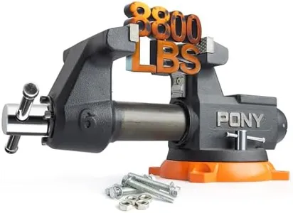 PONY 6 Inch Heavy Duty Bench Vise 8800LBS Clamping Force, Pro Workshop Workbench Vise with 360-Degree Rotatable Base and Anvil, 6-inch Jaw Opening and Width for Woodworking, Drilling, Pipe Cutting