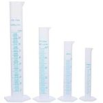 Graduated Cylinder Plastic Measuring Cylinders Set 10ml 25ml 50ml 100ml 4pcs Scientific Test Tube Flask Beaker Experiment School Science Supplies