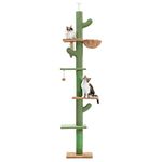 PAWZ Road Cactus Cat Tree Floor to Ceiling Cat Tower with Adjustable Height(229-275cm), 5 Tiers Cat Climbing Activity Center with Cozy Hammock, Platforms and Dangling Balls for Indoor Cats