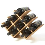 KIRIGEN Wooden 8-Bottle Wine Rack - 3-Tier Wood Wine Display Rack/Free Standing and Countertop Wine Storage Shelf - Bottle Holder/Cabinet Glass Rack Natural XHJJ3-NA