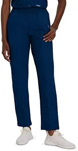 Landau Women's Classic Fit Elastic Waist Scrub Pants Medium Petite Navy