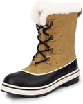 DREAM PAIRS Women's Snow Winter Boots Mid Calf Waterproof Warm Faux Fur Lined Lace Up Anti-slip Outdoor Duck Boots,Size 7,CHESTNUT/BLACK,SDSB2412W