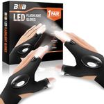 BIIB Gifts for Men, LED Gloves with Lights, Gadgets for Men Gifts for Dad Birthday Gifts for Men Who Have Everything, Mens Gifts for Christmas Stocking Fillers for Men, Fishing Camping Accessories