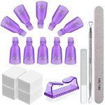 Gel Nail Remover Kit, MORGLES 10PCS Nail Clips Gel Nail Remover Clips 300Pcs Nail Wipe Cotton Pads Nail Files 100/180 Glass Nail Shiner with Cuticle Pusher&Nail Brush for Gel Nail Removal