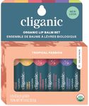 Cliganic Organic Lip Balm Set - 6 Tropical Flavors - 100% Natural Moisturizer for Cracked & Dry Lips