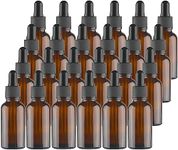 Lawei 30 x 20ml Amber Glass Bottles with Glass Eye Dropper Pipettes Dropper Bottles Small Sample Glass Bottles Refillable for Essential Oils Perfumes Chemistry Lab