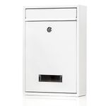 Locking Mailboxes Wall Mounted Vertical – Jssmst Key Lock Mail Box Medium Capacity Galvanized Steel Cover Rust-Proof Metal Post Box, 12.6 x 8.5 x 3.4 Inch, White，SM-0604L