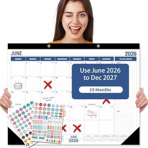 Large Desk Calendar 2026-2027 Desktop Calender 22"x17" with To-Do List & Notes, Durable Corner Protectors, 19 months from Jun 2026 to Dec 2027 (2 Stickers)