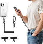 MoKo Universal Phone Tether Leash Harness, Anti-Theft Anti-Drop Stretchy Phone Lanyard Strap with Carabiner Clip for Outdoor Hiking Climbing Fishing Kayaking, Fits iPhone and Most Smartphones, Black