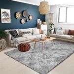 ASIinnsy Area Rugs Soft Fluffy Shaggy Rugs Living Room Grey Large Modern Plush Rug High Pile Non-Slip Bedroom Carpet Floor Mat Nursery Bedside Rug (Grey White, 160 x 230 cm)