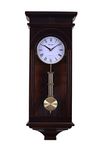 NOVELLON Continental, Walnut Finish - Premium Wooden Pendulum Analog Wall Clock With Westminster Chime, Hourly Bell Strike And Japan Non-Ticking Quartz Movement, (Brown, 68 X 27.5 Cm)