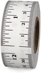 ChromaLabel 12 Inch Adhesive Measuring Tape, Flat Tape Measure for Woodworking, Office, and School Ruler Tape Imprint Tape Measure Sticker - White Metric Ruler Tape