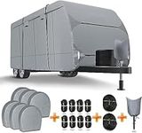 Richeer 18-20 ft 300D Travel Trailer RV Cover, Windproof & Anti-UV Travel Trailer Camper Cover, with Storage Bag, Jack Cover, Tire Covers and Reflective Strap