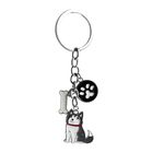 BBEART Dog Keychain ring, Cool Cute Pet Dog Keyring Bag Charm Mini Metal Key Ring Keyfob (Gray Husky)