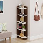 BLUEWUD Lagoon Engineering Wood Multipurpose Floor Corner Stand Bookshelf with Home Decor Display Shelves Wall Book Storage Rack Organizer Cabinet Living Room Bedroom Office Home (Wenge & White)