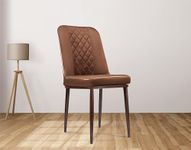 MRC EXECUTIVE CHAIRS ALWAYS INSPIRING MORE Dining Chair,Accent Chair for Living Room Bedroom Restuaran,Velvet Fabric & Cushion Seat with Metal Legs (Dining Chair Brown & Gold)