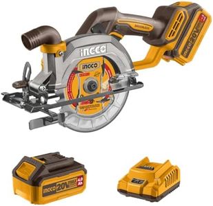 INGCO 20V 140mm Cordless Circular Saw with Brushless Motor 6300RPM Max. Cutting Depth 50mm (90°) Electric Circular Saw 20mm Arbor with 1Pcs 4.0Ah Battery and Charger CSLI14021