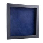 6x6 Shadow Box Frame Black Wood | with a 3/4" Usable Display Depth | Includes a Navy Blue Real Suede Texture Acid-Free Backing Board, UV Resistant Acrylic, and Hanging Hardware