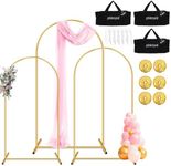 Heavy Duty Metal Arch Backdrop Stand, 7.2FT, 6.6FT, 6FT Set of 3 Gold Arch Stand with Ground Stakes and Water Bags, Balloon Arch Stand for Wedding Party Baby Shower Photo Flower Arch Decration