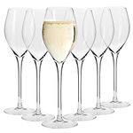 KROSNO Large Prosecco Champagne Sparkling Wine Glasses Flutes | Set of 6 | 9.5 oz | Harmony Collection | Perfect for Home, Restaurants and Parties | Dishwasher Safe