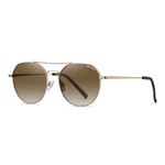 Shelleyo Unisex Aviator Sunglasses with UV400 Protection, Smoke Brown Lenses with Gold Frame, Model: SLM1889C12